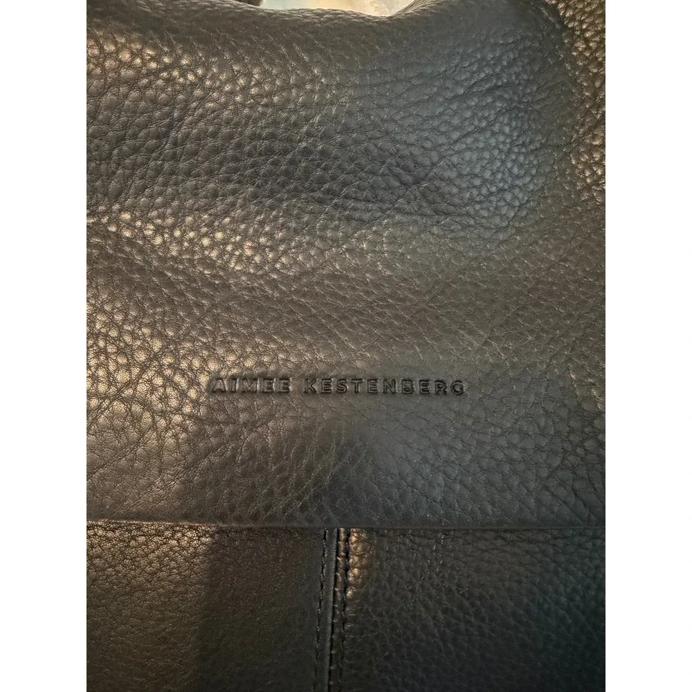 Aimee Kestenberg Tamitha Black Pebbled Leather Backpack Leopard Print Lining